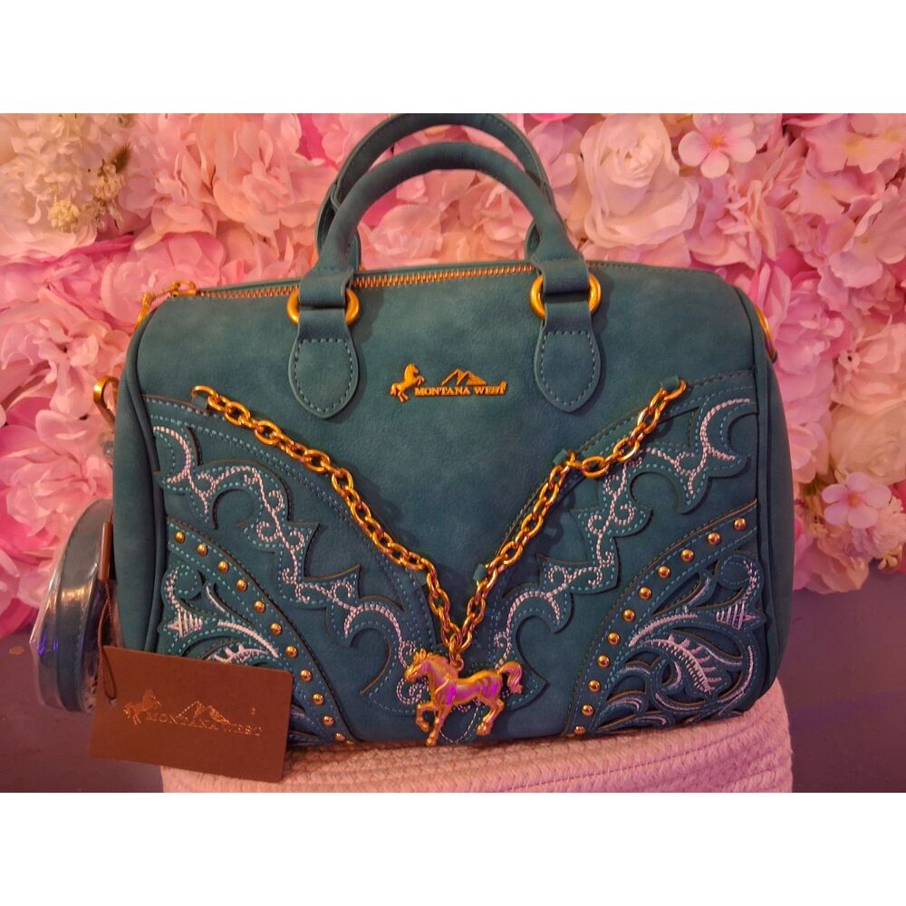 NWT Montana West Turquoise Embroidered Satchel Bag